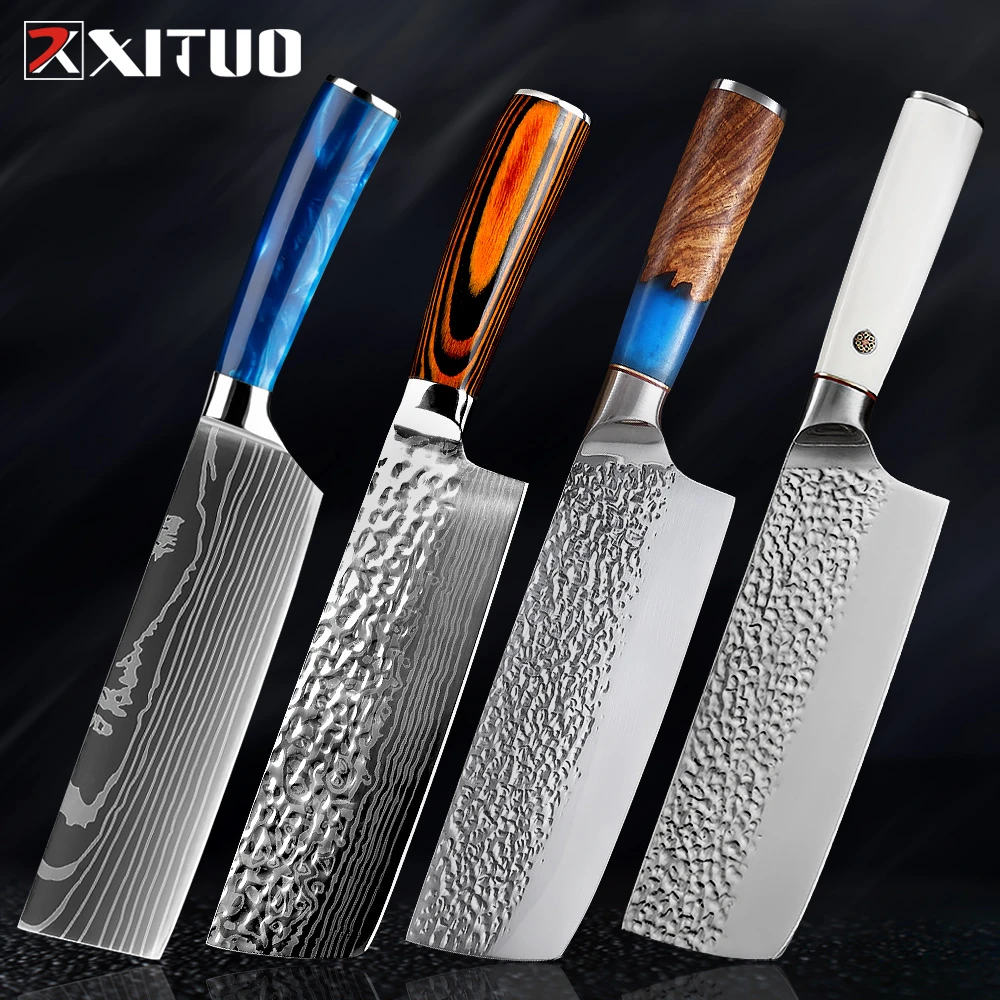 Xituo Kitchen Knife Chef Japanese Knife Laser Damascus Pattern Knife