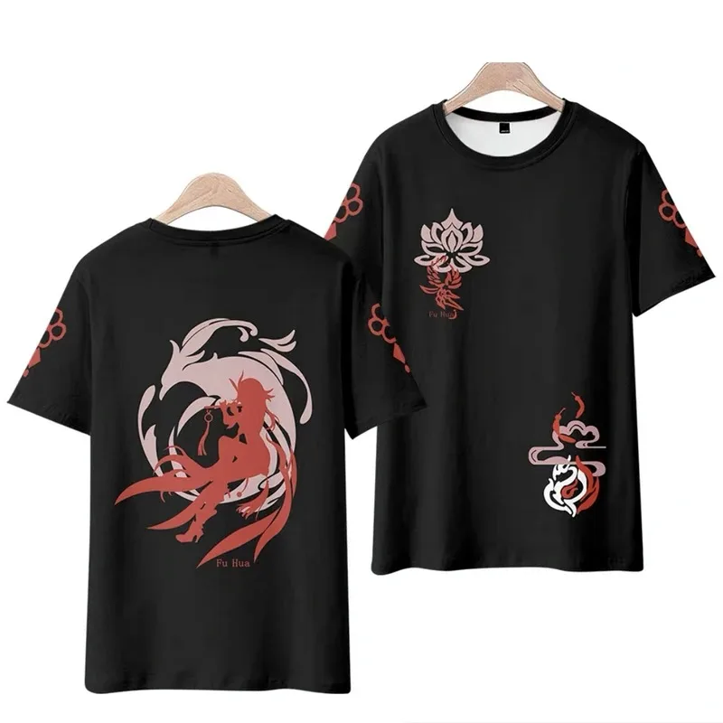 Honkai impact 3d t-shirts anime cosplay men women t-shirts tops o-neck short sleeve popular harajuku t-shirts shirt plus size