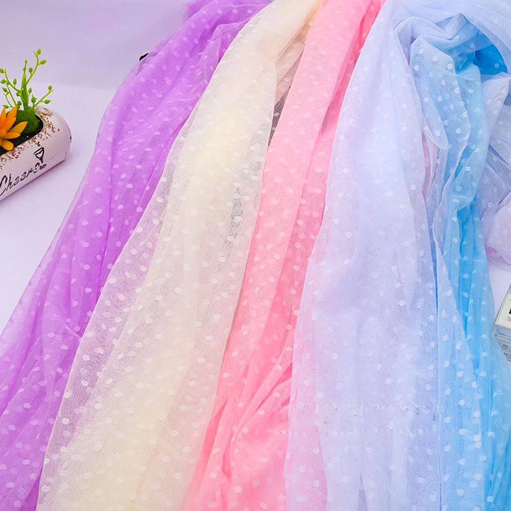 100X150cm Lace Mesh Dot Jacquard Fabric Tulle For Women Dress Clothing DIY Mosquito Polyester Net Patchwork Needlework Materials