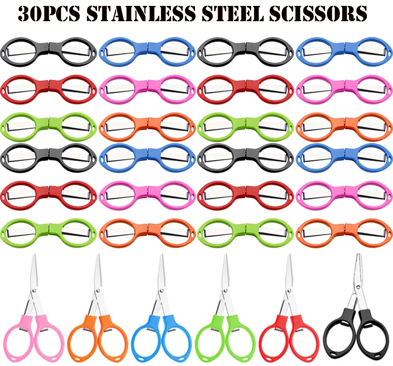 

30 шт., складные ножницы для путешествий, из нержавеющей стали