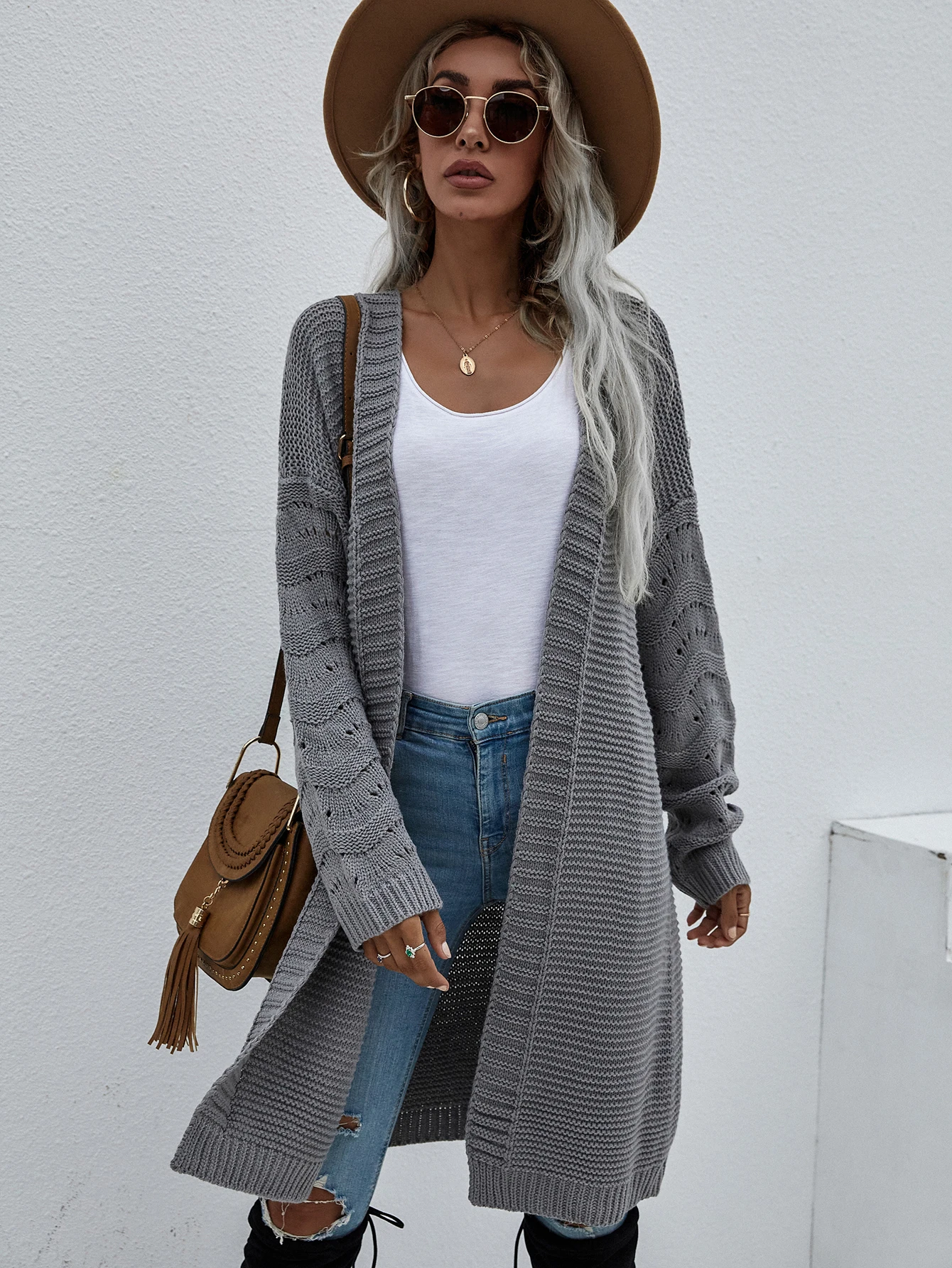 MAYCAUR 2022 Early Spring Long Cardigan Solid Color Women Commuter Loose Knit Women's Fashion Sweater Woman Clothing vintage sweaters