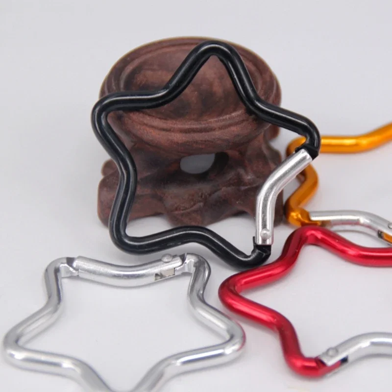 4 PCS Star Carabiner Keychains - Zinc Alloy Heavy Duty Snap Hooks With Key Rings