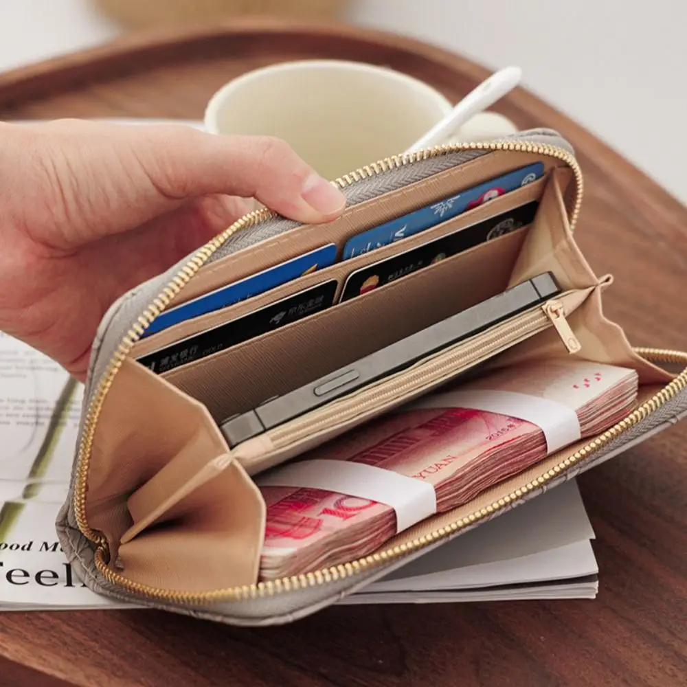 New Long Wallet Large Capacity Phone Bag Fashionable Zipper Wallet Multi Card Handheld Bag Simple