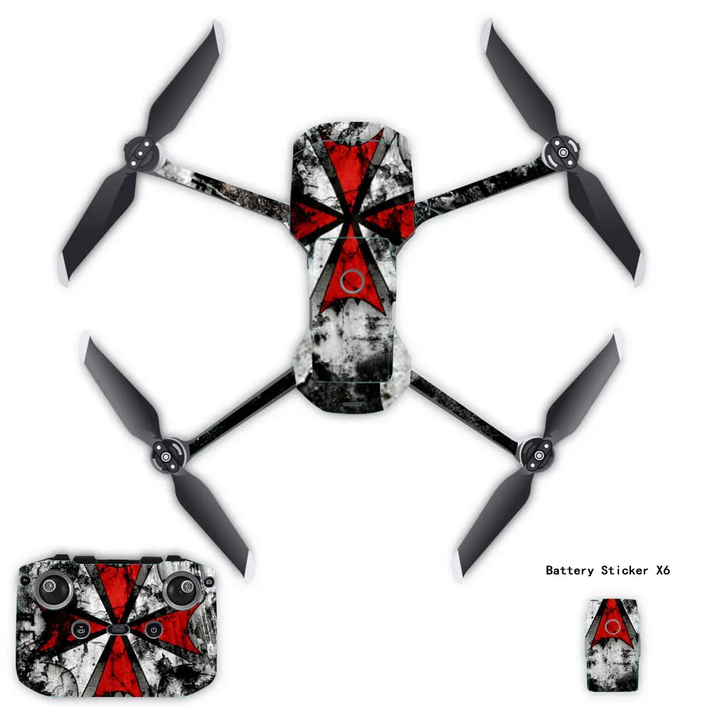 PVC Stickers Waterproof Skin Decals for DJI Mavic Air 2 Decal Skin Sticker Drone Body + RC + 3 Battery Protection Film Cover set