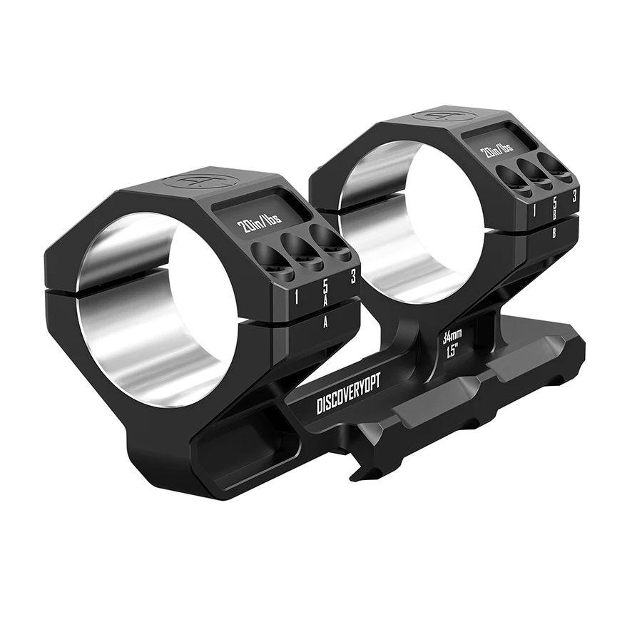 Discoverer 34MM/30MM Rigid Precision Scope Mount 20MOA Picatinny Mount Designed One Piece High Precision Clamp 1.5 Inch Height rifle scope mount
