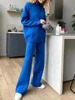 Autumn Winter 2 Pieces Women Sets Knitted Tracksuit Turtleneck Sweater and Straight Jogging Pants Suits 5