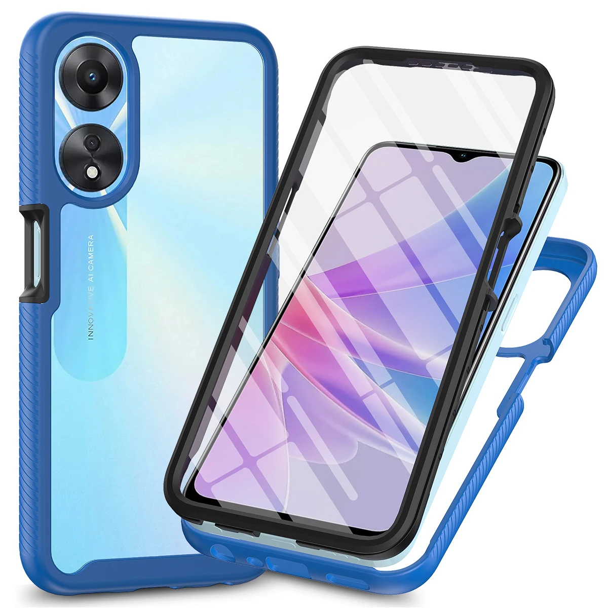 Clear Shockproof Protective Cover with Built-in Screen Protector and TPU Bumper