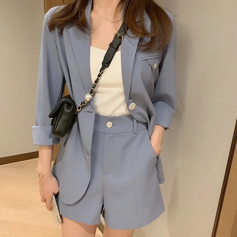 2024 Korean Preppy Style Single Breasted Blazer Spring Autumn New Fashion Chic Skirt Suits Women Solid Colors Office Blazers