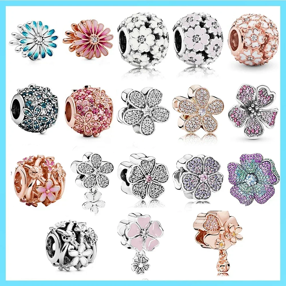 

2021 Pan Family New Bracelet Hollow Purple Daisy String Dangling DIY Jewelry Accessories Couple To Send Girlfriend Gift