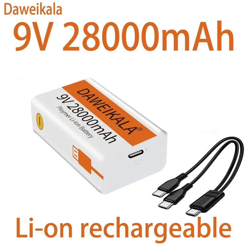 Rechargeable lithium batteries 9V 28000mAh Li-ion micro USB for multimeter microphone toy remote control KTV use