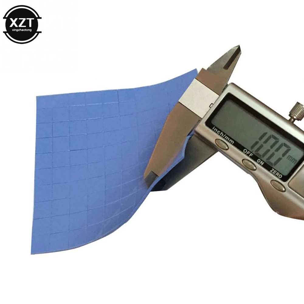 100Pc/Sheet Blue 100mm*100mm*1mm GPU CPU Heatsink Cooling Conductive Silicone Pad Thermal Pad for CPU GPU