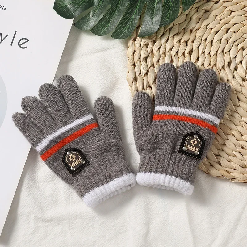 Kids Gloves Winter Full Finger Gloves Knitted Soft Children Mittens 6-12Y Boys Girls Gloves Thick Keep Warm Autumn Glove 5