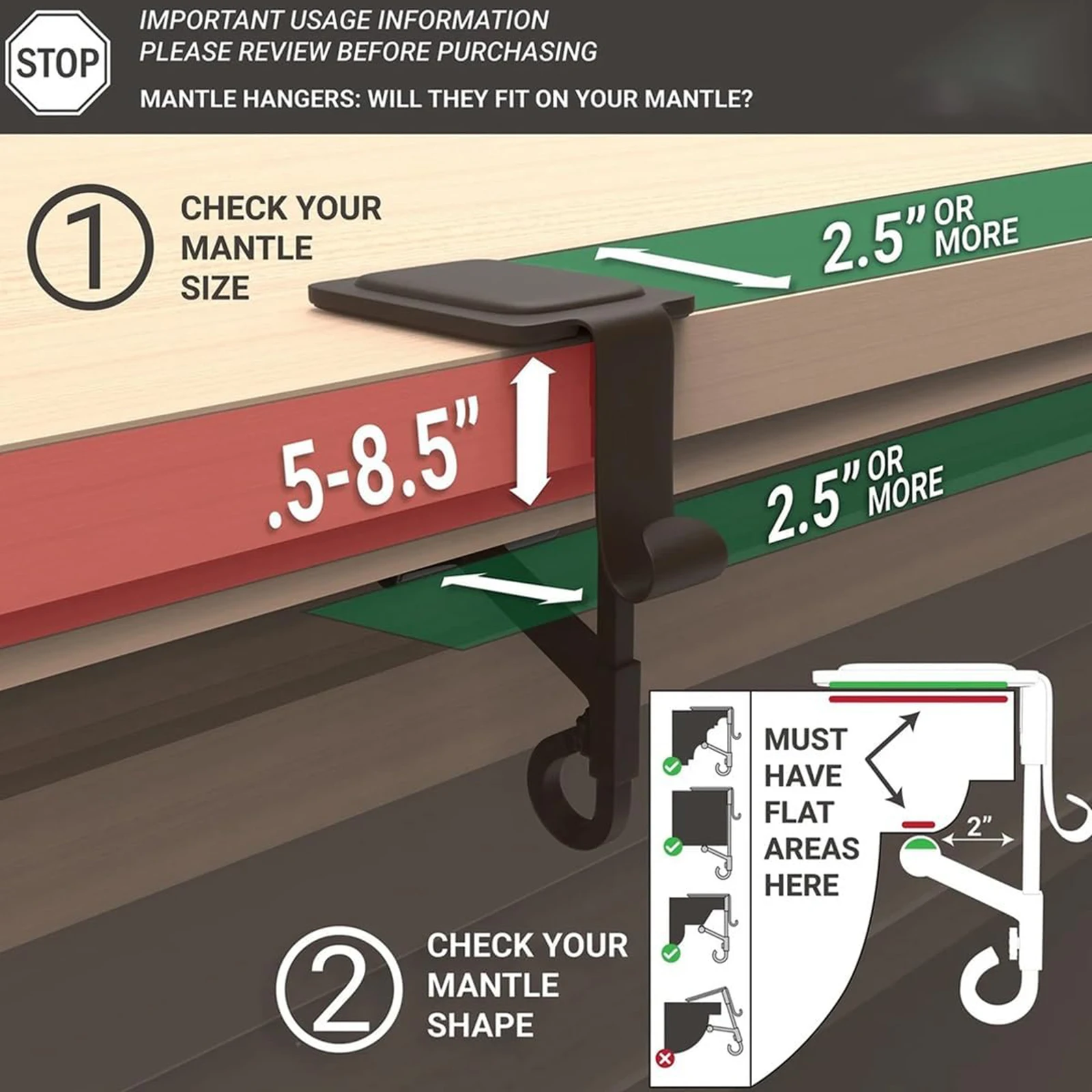 1-3pcs Christmas Stocking Holder Fireplace Garland Hanger Adjustable Stocking Display Holder for Christmas Wreath Vine Desk