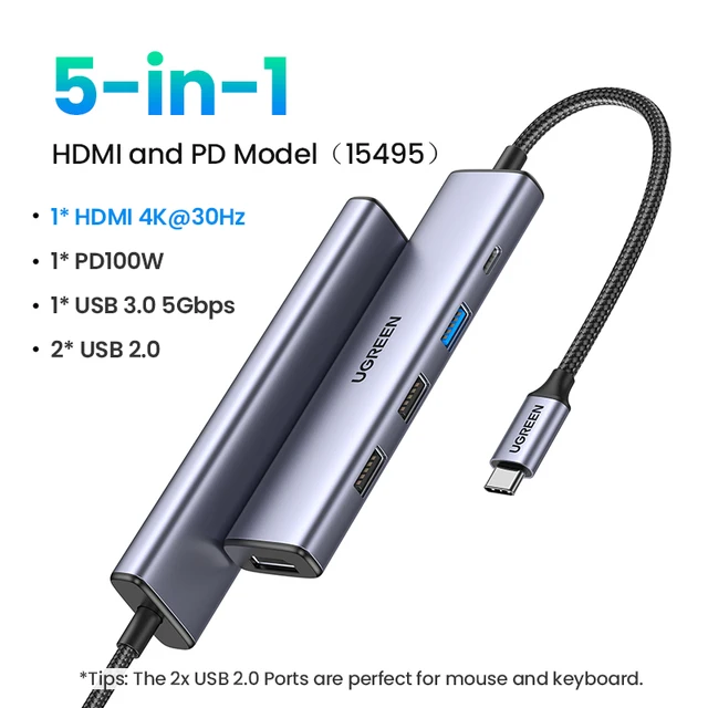  UGREEN USB HUB 4K HDMI Adapter USB C to RJ45 USB 3.0 PD 100W Dock for MacBook Pro Air M2 M1 USB-C Type C 3.1 Splitter USB C HUB 