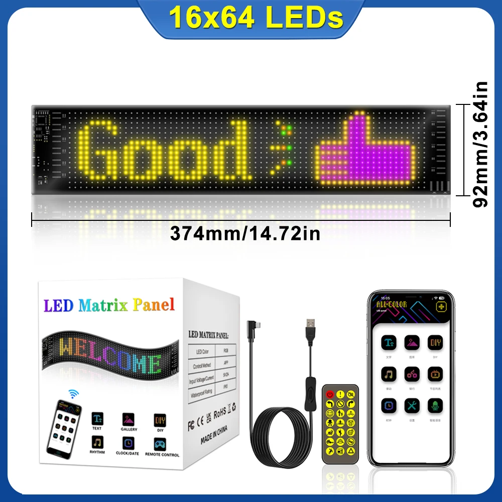 16x64 LEDs 9x37 CM