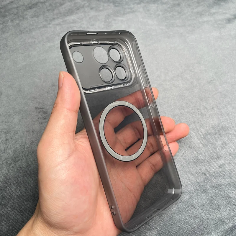 Shockproof Transparent Silicone Magnetic Case with Lens Film Cover