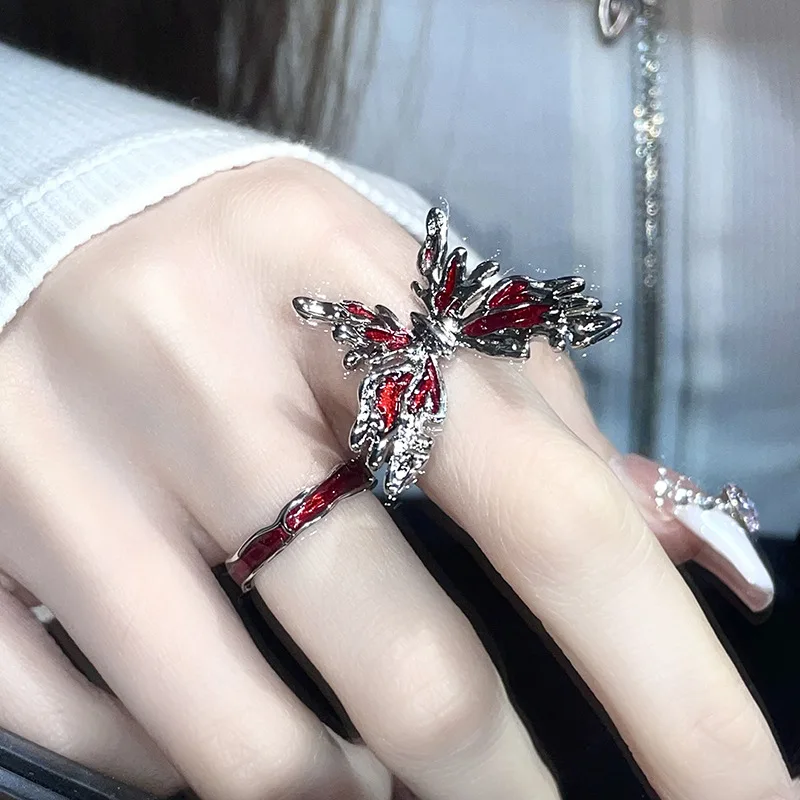 Red Glaze Gothic Butterfly Ring - Trendy Unisex Party Jewelry Gift