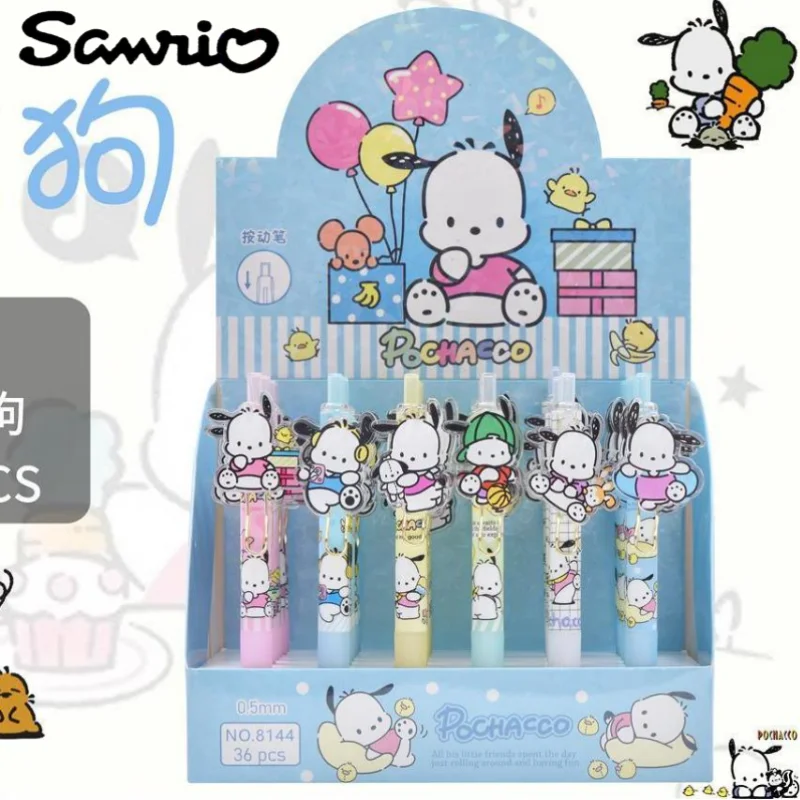 

Sanrio New Anime Peripheral Kawaii Cute Cartoon Pochaccoins Black Pen Creative 0.5 Press Gel Pen Prize Festival Gift Wholesale