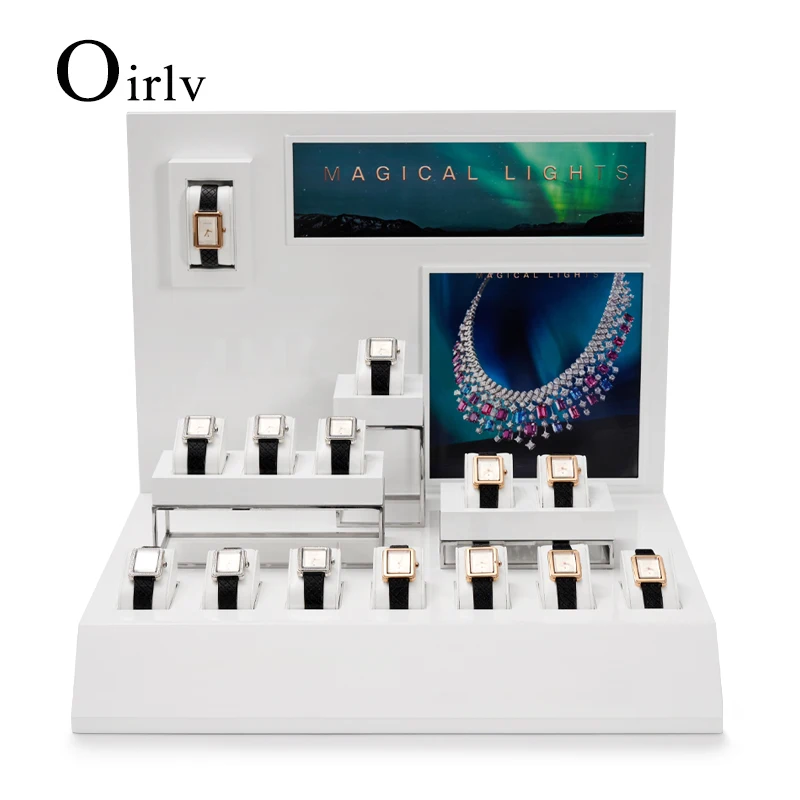 Oirlv Uhren ständer halter Vitrine Uhren halter weiße Display Requisiten für Store Showcase Leder Uhren ständer halter
