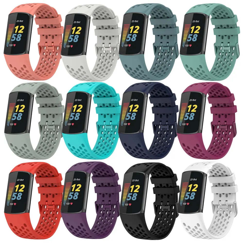 

Breathable Rubber Strap For Fitbit Charge 5 Smart Watch Band Sport Bracelet Replacement Watchband For Fitbit Charge5 Accessories