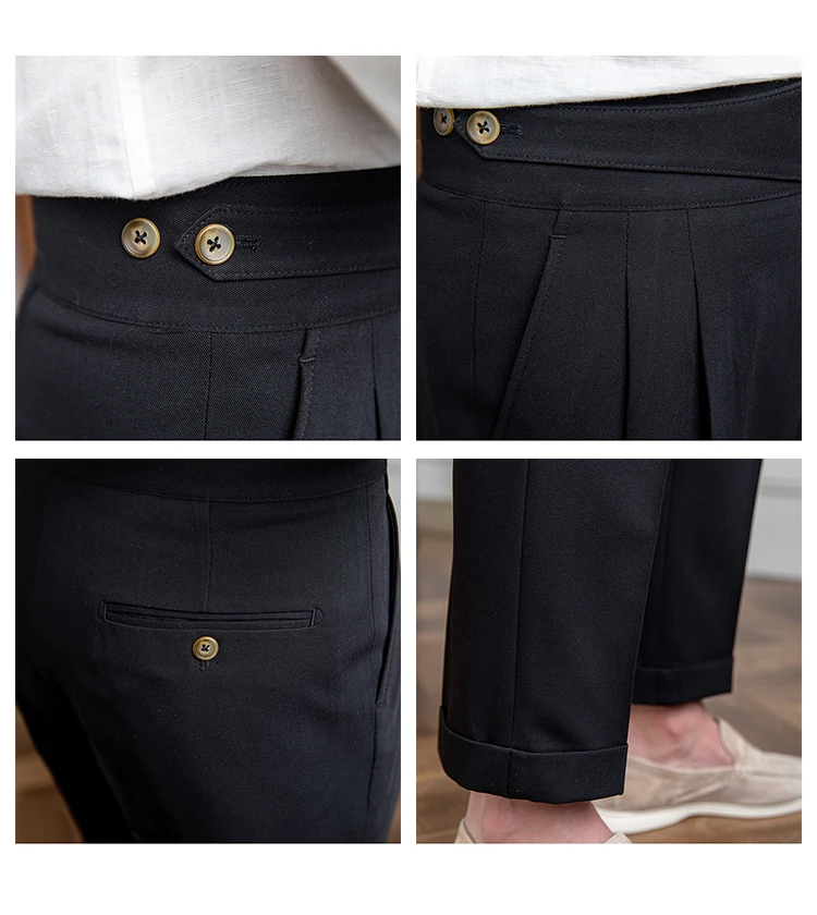 Pendler Gentleman's All-Match Sommer personalisierte Freizeithose italienischen Stil hohe Taille gerade Hose Retro trendige Männer – Detail 21