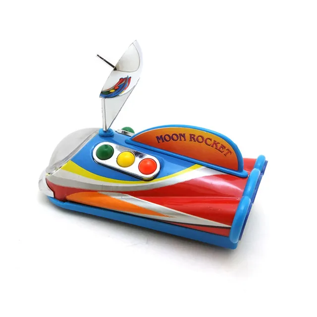 Moon Landing Rocket Pull Back 12cm Nostalgic Tin Toys Collection Figure Metal Gift Retro Crafts Toy Photography Props Tintoy 4