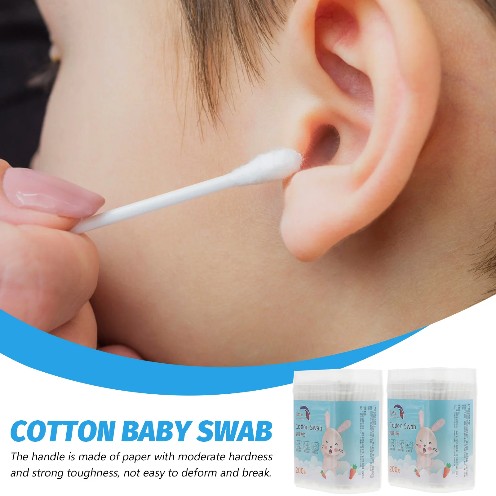 400 PCS/2 Cotton Swabs Wood Cotton Swabs Disposable Cotton Swabs Baby Swabs Ear Cleaning Sticks Nose Cotton Pointed Reusable Thin Shaft Toddler