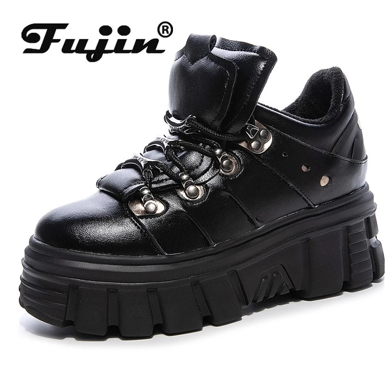 

Fujin 2024 Winter Women Shoes Sneakers Women High Top Sneakers Genuine Leather Boots