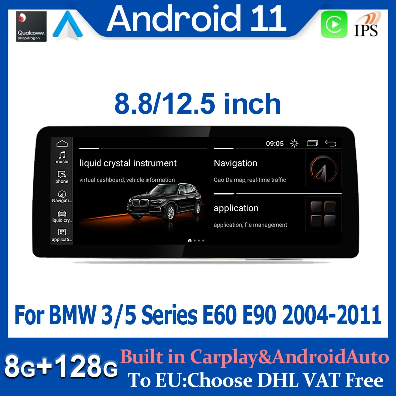 

Android 11 8Core 8G+128G Car Multimedia Player GPS Navigation For BMW 5/3 Series E60 E61 E62 E63 E90 E91 Stereo CarPlay