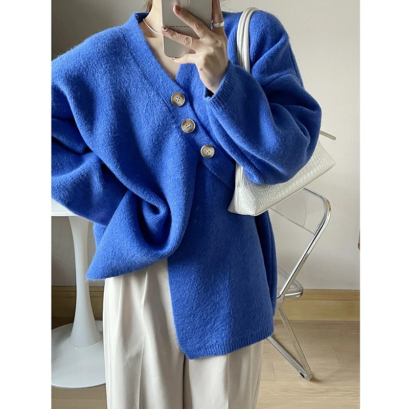 

Casual Cardigan Women V Neck Full Sleeve Button Sweaters Women Spring Autumn Korean Fashion Loose Elegant Knitwear Female LD2835