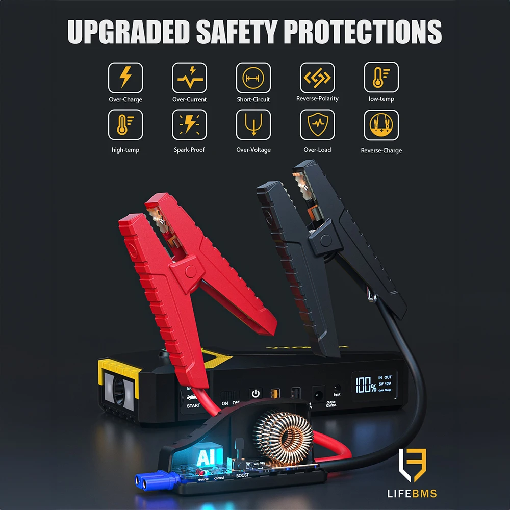 VTOMAN V8 Pro 3000A Car Jump Starter Power Bank 55.5Wh Car Starting Device Fast Charging Battery Charger Booster