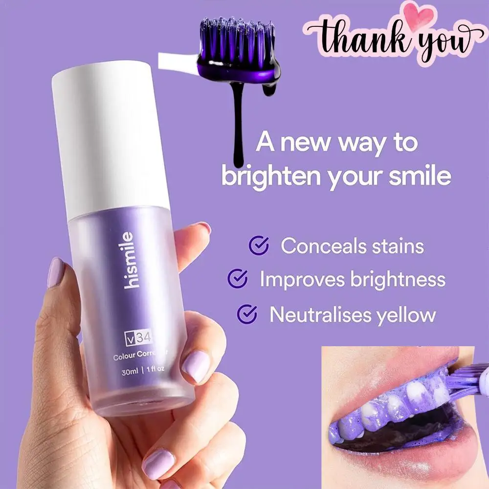 V34 Purple Whitening Toothpaste 30ml 5D Tooth Whitener Strips Cleaning Dental Bleaching Tools Oral Hygiene Dental Care Products