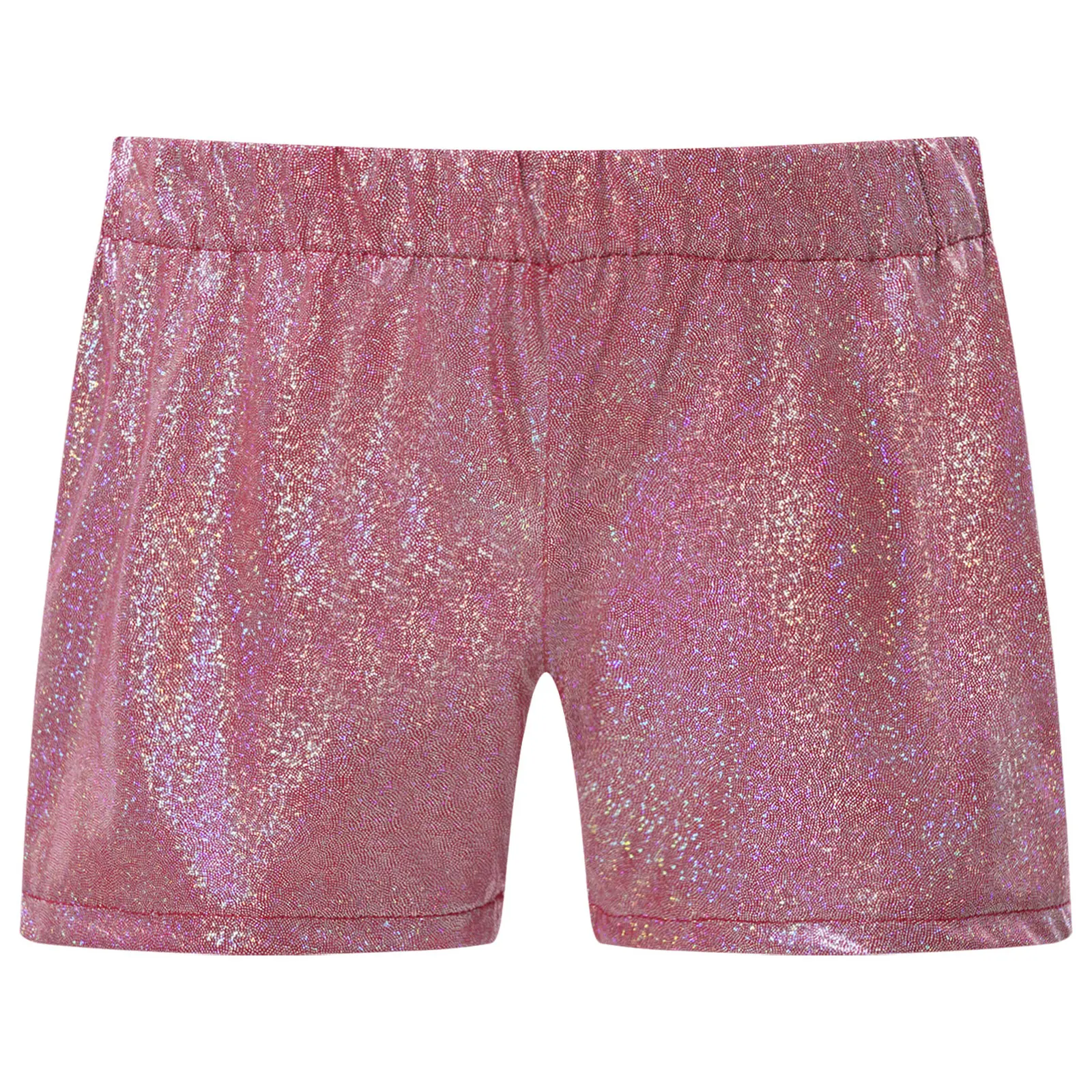 Kids Girls Boys Dance Shorts Metallic Shiny Elastic Waistband Short Pants for Jazz Dancing Costume Clothing Children's Shorts