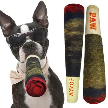 Dog Simulation Cigar Plush Sound Puppy Toys Green Stick Dogs Pet Chew Bite Toy With Squeake Stuffed Raw Dog Joint Toys Spot Good 1