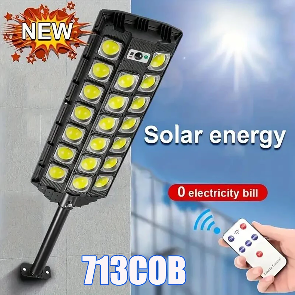

713COB powerful Motion Sensor Solar Street Light with Remote Outdoor Security Street Light With Waterproof Wall Save Energy