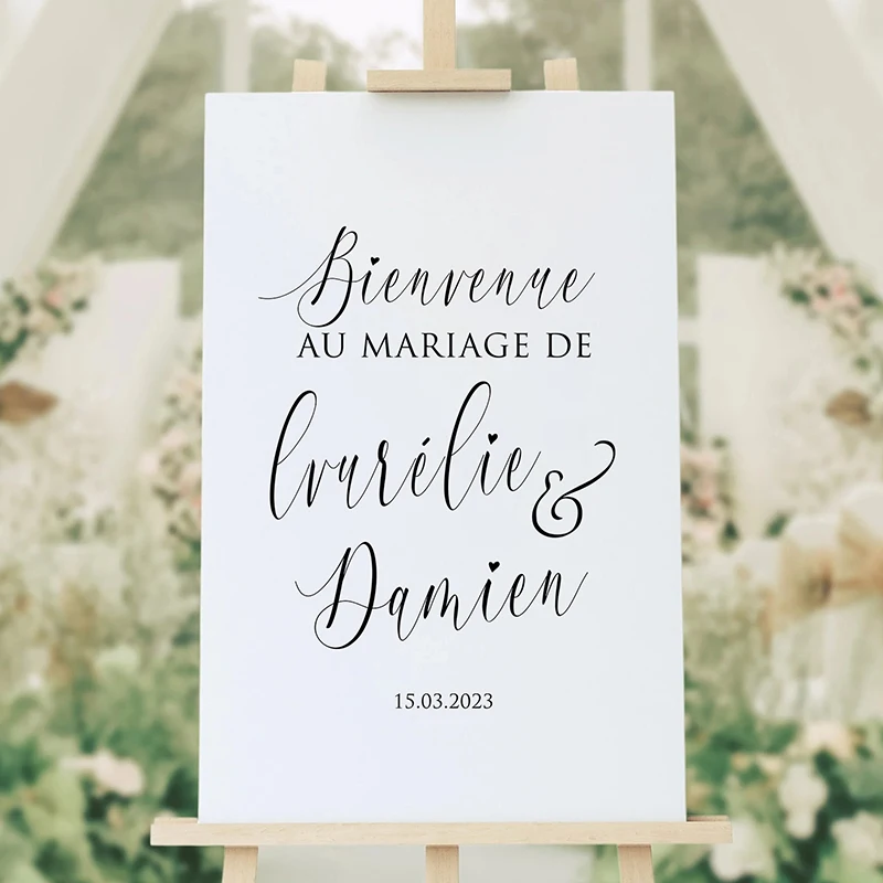 French Mariage Wedding Welcome Sign Decals Texts Wedding Birthday Parties Vinyl Stickers Unique Mirror Decal