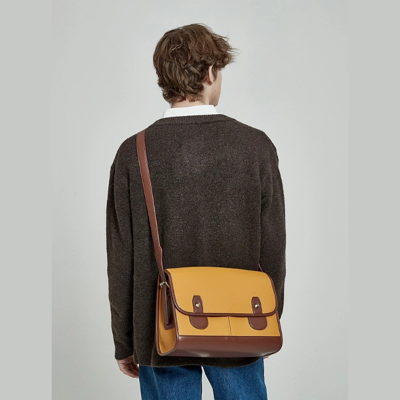 Messenger Bag for Men, Microfiber Leather,  Vintage Casual Fashion Style, 10L Shoulder Bags, Crossbody for Camping, Cycling