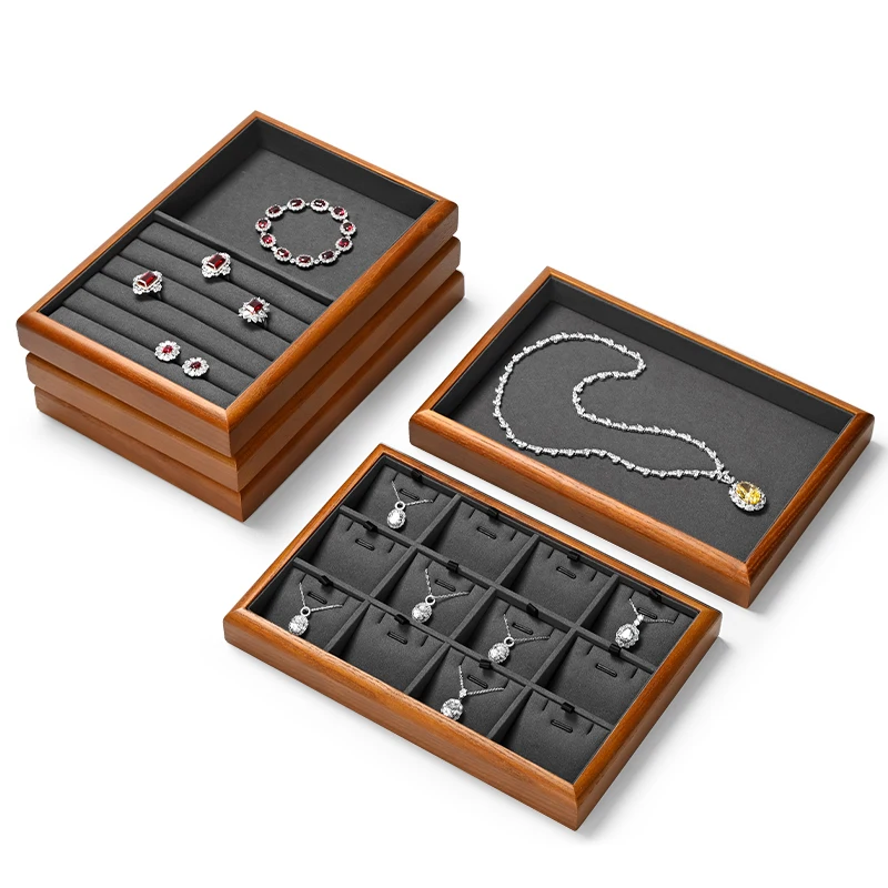 MISHITU Solid Wood Jewelry Tray High-end Exquisite Ring Earring Necklace Bracelet Jewelry Display Counter Jewelry Storage Tray 4