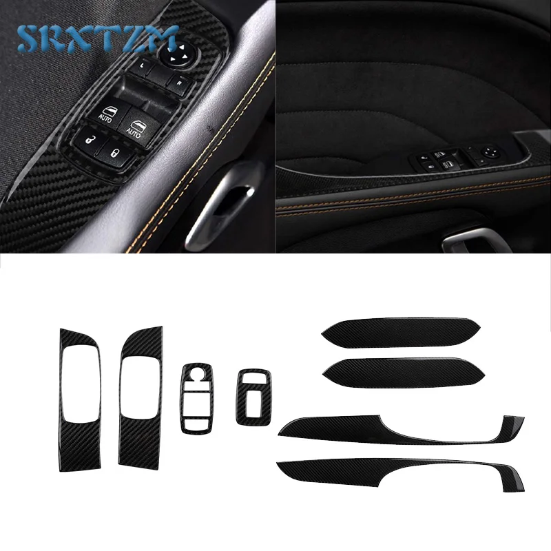 

Car Window Lift Panel Armrest Panel Carbon Fiber Sticker Decals For Dodge Challenger 2015-2020 Auto Interior Accessories