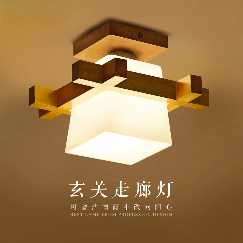 

Cloakroom Lamp Japanese Chinese Style Doorway Hallway Corridor and Aisle Creative Solid Wood Lamps LED Ceiling Lamp