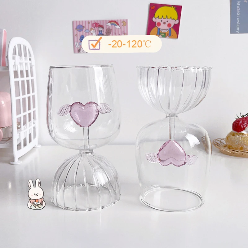 Kawaii Korean Wine Glass Cups For Cold Drinks Coffee Cute Transparent  Champagne Glasses Cup For Juice Beer Ins Drinkware Gift - AliExpress