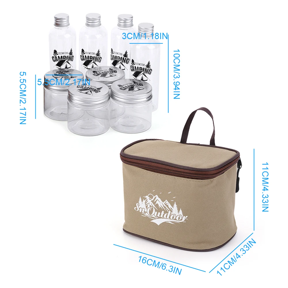 8Pcs Camping Seasoning Bottle Set with Storage Bag Spice Containers Camping Spice Kit for Outdoor Travel BBQ Picnic