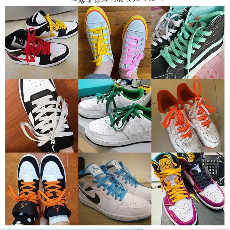 Shoe Laces Shoe Accessories Solid Color Flat Dunk Shoelaces For Sneakers
