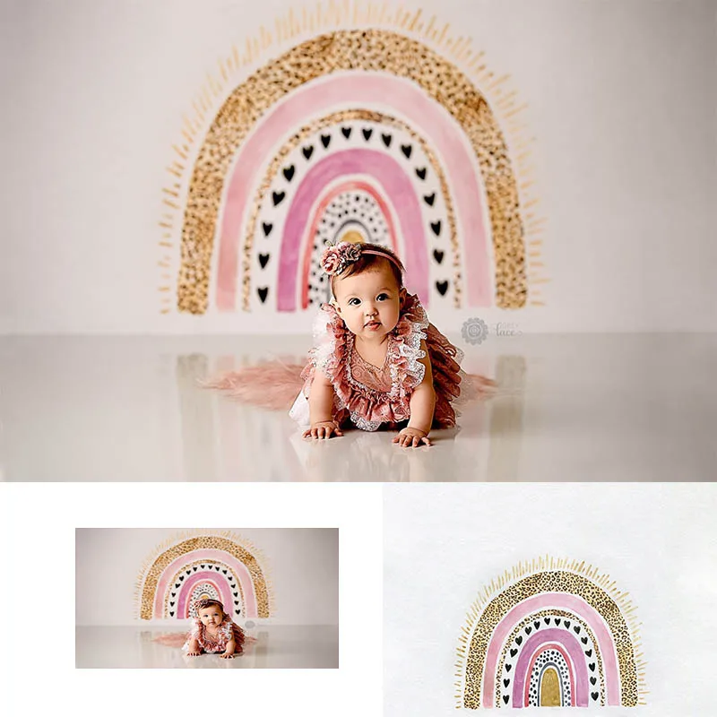 

Photography Background Boho Rainbow Pink Bohemian Girl 1st Birthday Party Decoration Backdrop Photo Studio Booth Props
