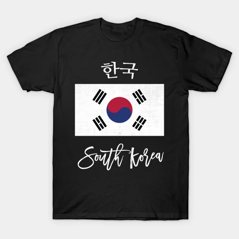 

South Korea Flag T Shirt New 100% Cotton Short Sleeve O-Neck Casual T-shirts Loose Top Harajuku Streetwear Size S-3XL