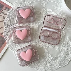 Pink Transparent Love Bow Contact Lens Storage Case - Portable Beauty Eye Care Container (Pink A 1PCS)