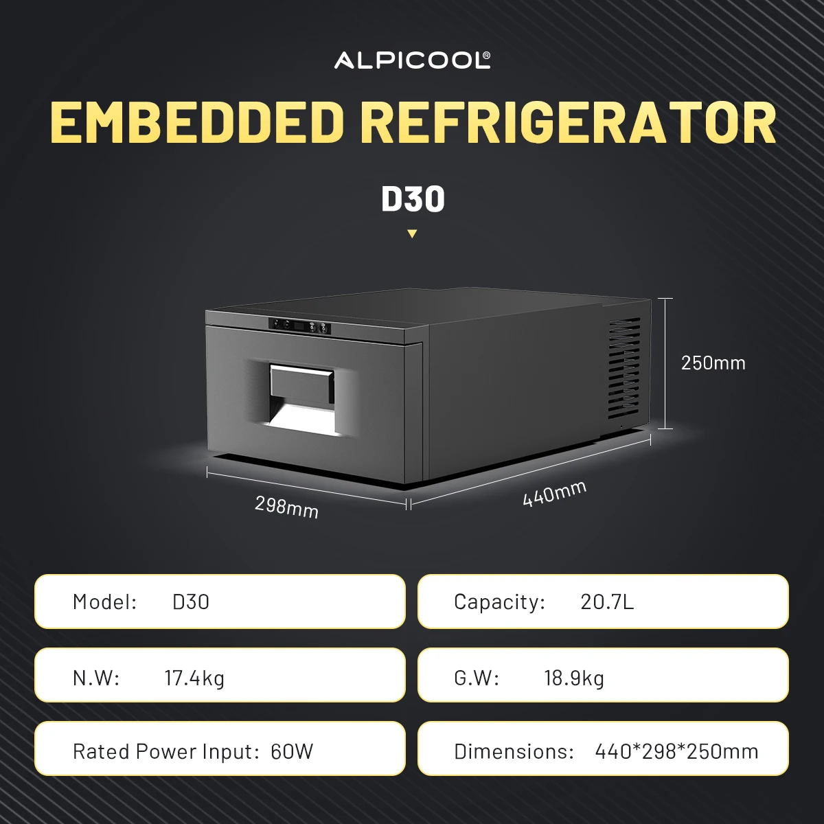 Alpicool D30 RV fridge mini outdoor car truck drawer fridge 12v dc dual use cooler compressor freezer car refrigerator