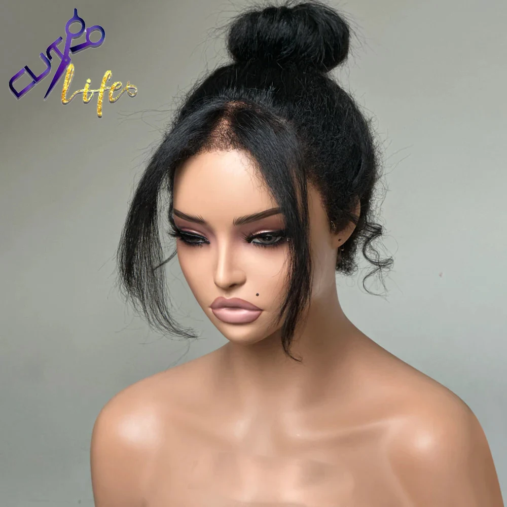 360 Lace Frontal Kinky Straight Human Hair Wigs Curly Edges For Women Baby Hair Around Lace Frontal Wig Brazilian Remy
