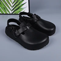 Chaussures de créateur pour femmes, talons à plateforme, boucle réglable, chaussures de Chef légères et imperméables, sabots mules noirs, décontractées et confortables 5