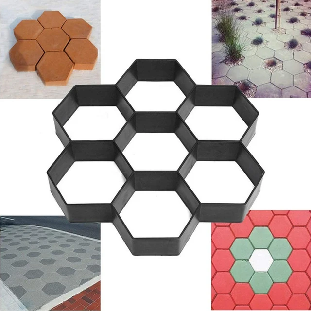 Újrafelhasználható Hexagon Walk Path Maker Beton Formák Ajándéktáblával Járó Burkolat Burkolatával Stepping Stone Mold Diy Terasz Szerszám - Image 2